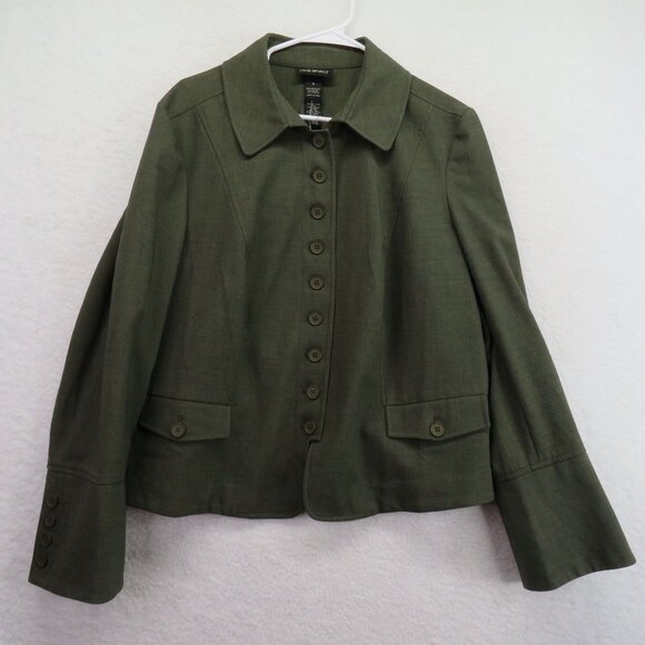 Lane Bryant Blazer Womens Size 18 Olive Green Button Up Jacket Pockets - Picture 1 of 7